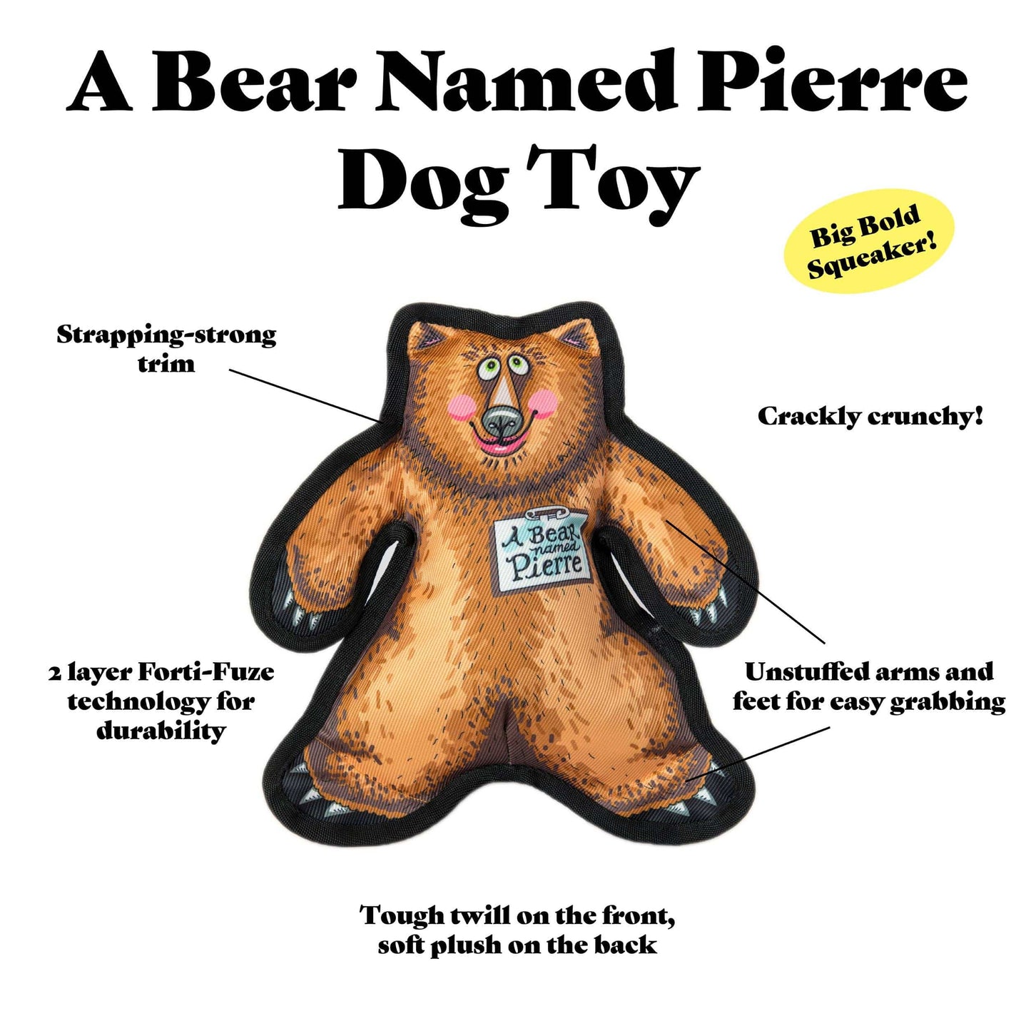 Dog Toys Wild Woodies Dog Toys - A Bear Named Pierre - Medium FZ-WWD-BEA60