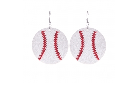 Earrings Baseball Earrings - Round - 2 inch DE-26536WH-R