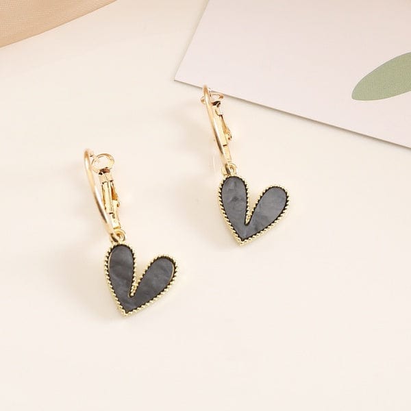 Earrings Black Earrings - Heart Hoop Earrings - Multi Colors NI-NNHBW345352