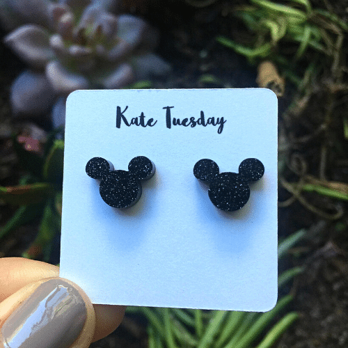 Earrings Earrings - Black Boy Mouse Stud Acrylic Earrings KT-MMBLK