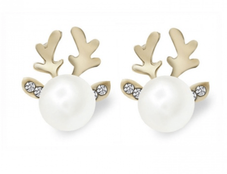 Earrings Earrings - Gold Plated Reindeer Studs 8s-WS818248