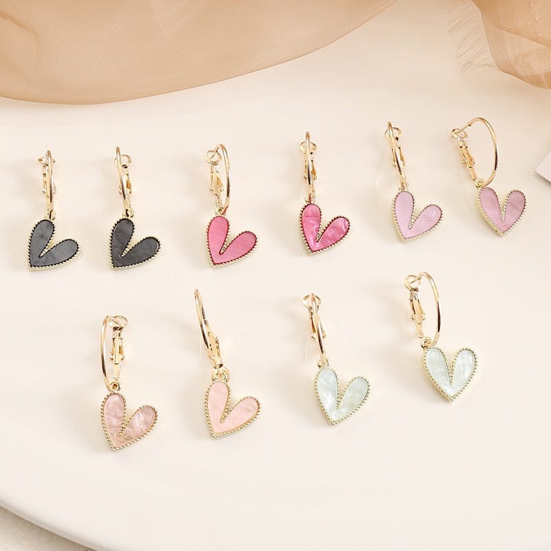 Earrings Earrings - Heart Hoop Earrings - Multi Colors