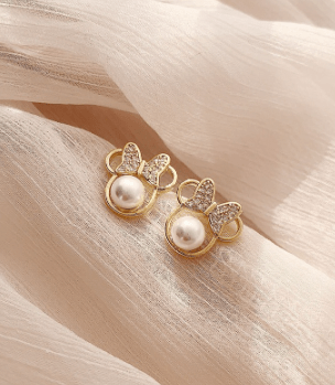 Earrings Earrings - Minnie Mouse - Gold, Rhinestone, Faux Pearl - Stud Earrings NI-NH839701