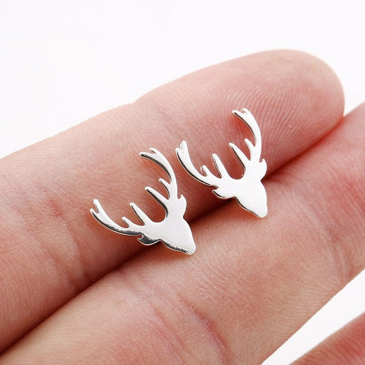 Earrings Earrings - Reindeer Studs - Silver or Gold Plated