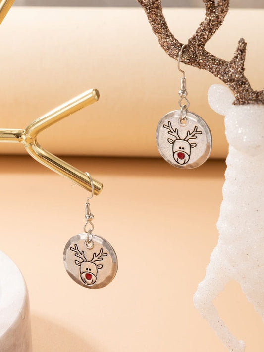Earrings Earrings - Silver Christmas Reindeer Earrings NI-NHGY441680