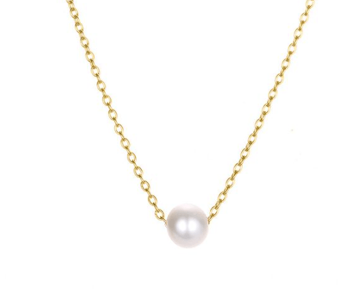 Earrings Gold Necklace -  Single Pearl - Gold, Rose Gold, Silver NI-NHTF713428