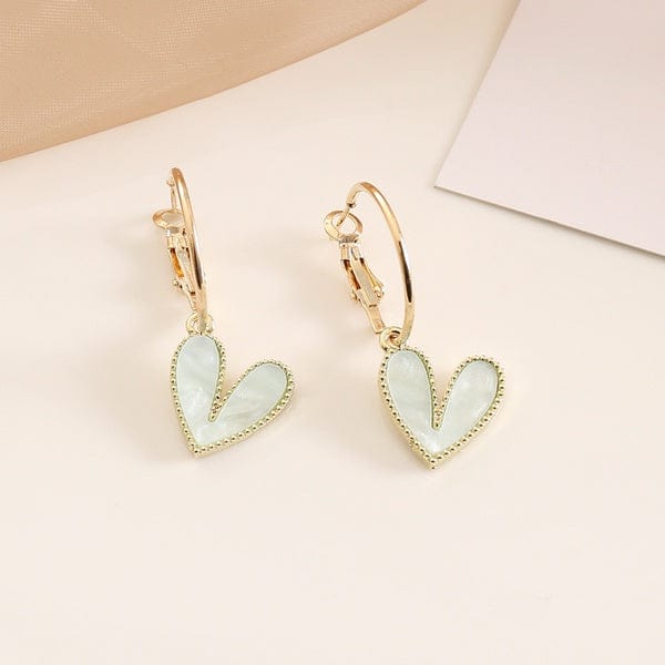 Earrings Green Earrings - Heart Hoop Earrings - Multi Colors NI-NNHBW345350