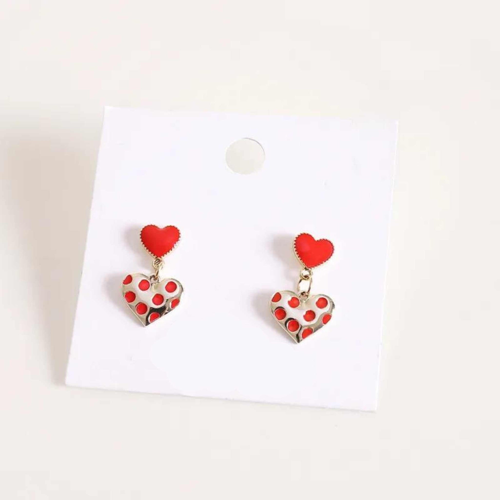Earrings Heart Dangle Stud Earrings - Red and Gold NI- NHBW1475851-Section-1-red-love-heart