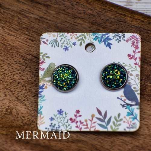 Earrings Mermaid Earrings - Stainless Steel Druzy Studs 8s-B0160248