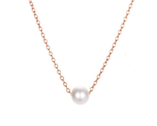 Earrings Rose Gold Necklace -  Single Pearl - Gold, Rose Gold, Silver NI-NHTF713429