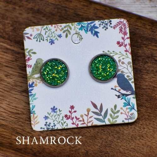Earrings Shamrock Earrings - Stainless Steel Druzy Studs 8s-B0160254