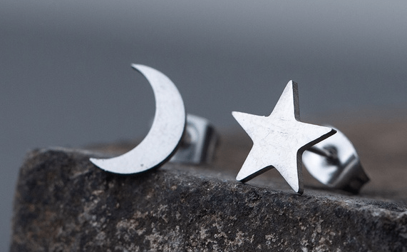 Earrings Star and Moon / Silver Earrings - Hearts or Moon/Star - Silver or Gold Plated NI-NHAKJ1521313-E020825