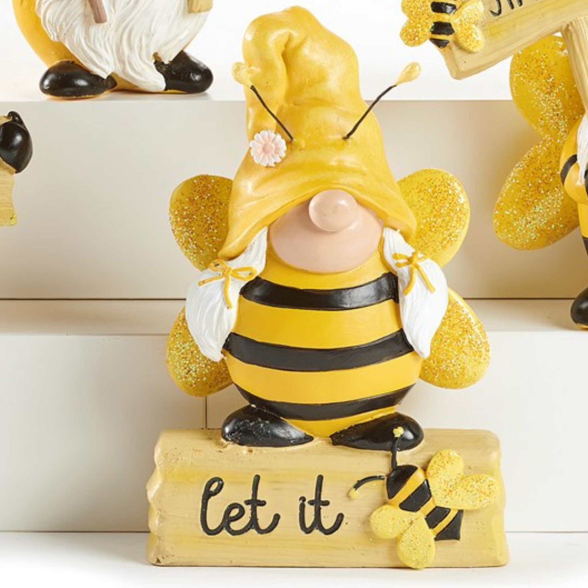 Figurine Let it Bee Bee Gnome Sentiment Figurines - 4 Different Styles GC-716531-LB