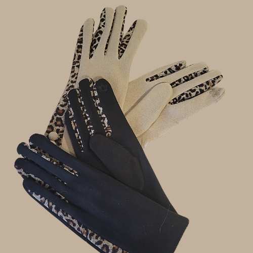 Gloves & Mittens Gloves - Leopard Print Gloves - 2 Assorted Styles - Black/Tan/Leopard Print