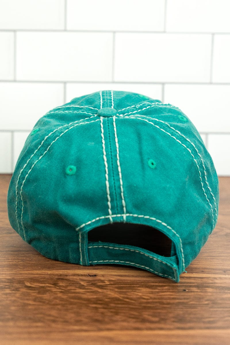 Hats Distressed Turquoise 'Coffee Keeps Me Going Until It's Time For Wine' Cap WAM-KBV-1410-TRQ