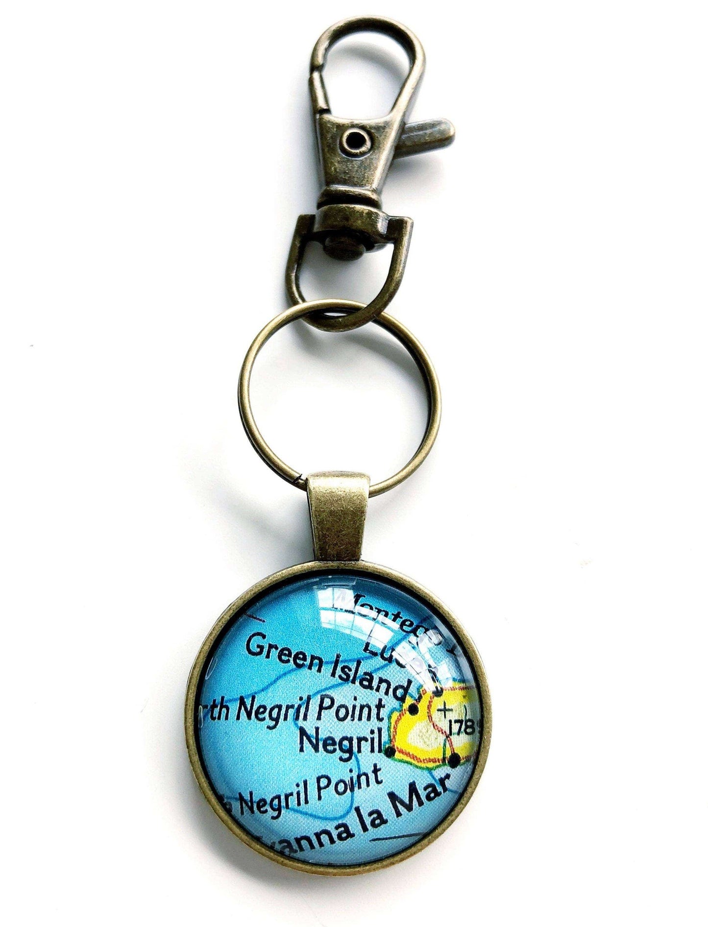 Key Charms Negril Jamaica Map Key Chain - Free Shipping DMD-Negril