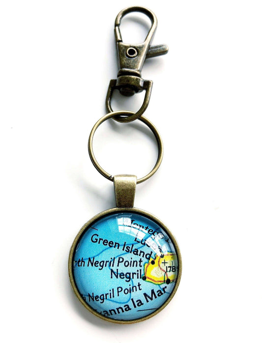Key Charms Negril Jamaica Map Key Chain - Free Shipping DMD-Negril