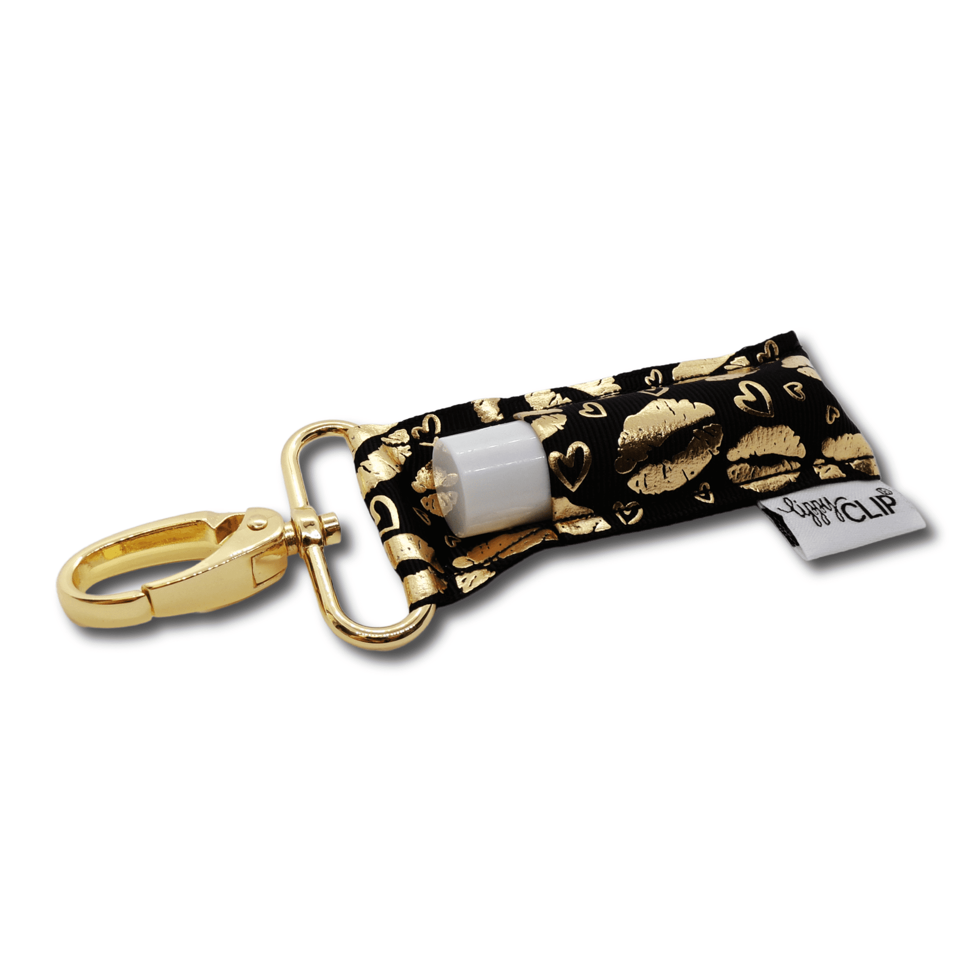 Lip Balm Gold Lips on Black LippyClip® Lip Balm Holder for Chapstick 2307