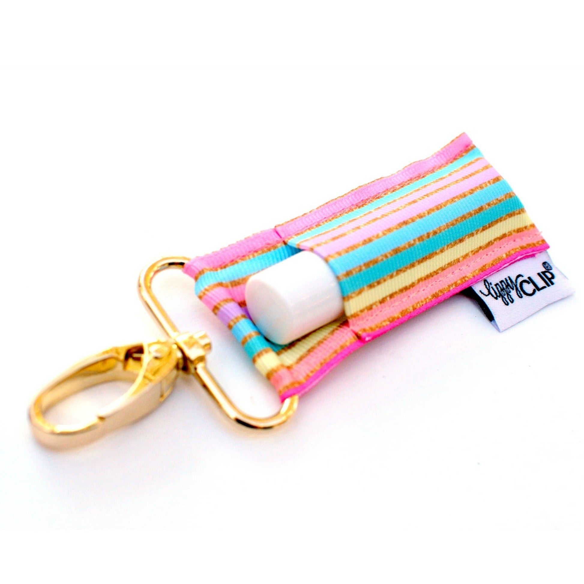 Lip Balm Pastel Gold Stripe LippyClip Lip Balm Holder for Chapstick 1133