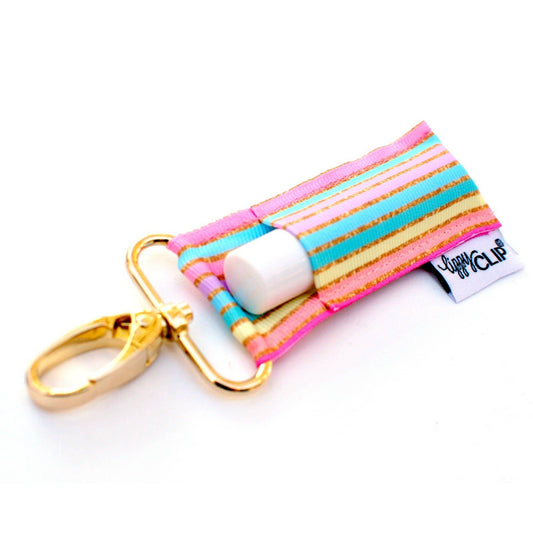 Lip Balm Pastel Gold Stripe LippyClip Lip Balm Holder for Chapstick 1133