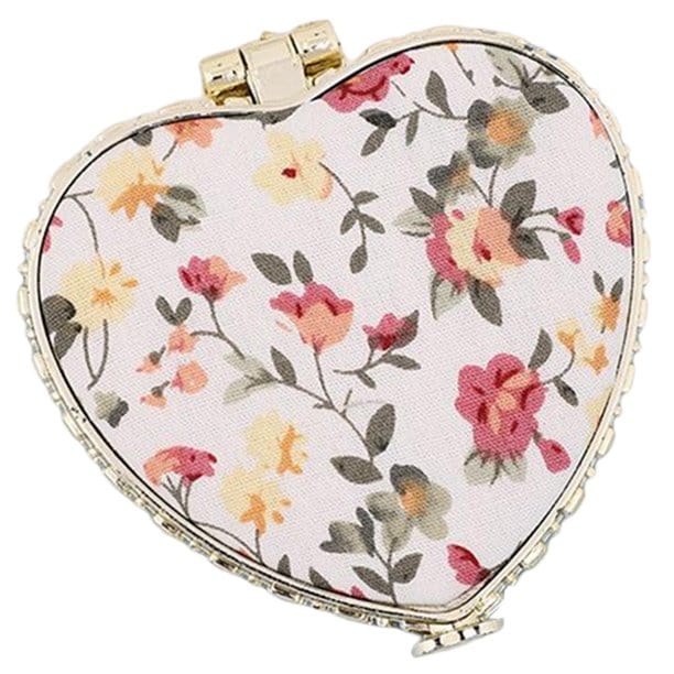 Mirror Double-Sided Travel Compact Mirror - Lovely White - Heart Shaped - Purse Accessory NI-NH30424774