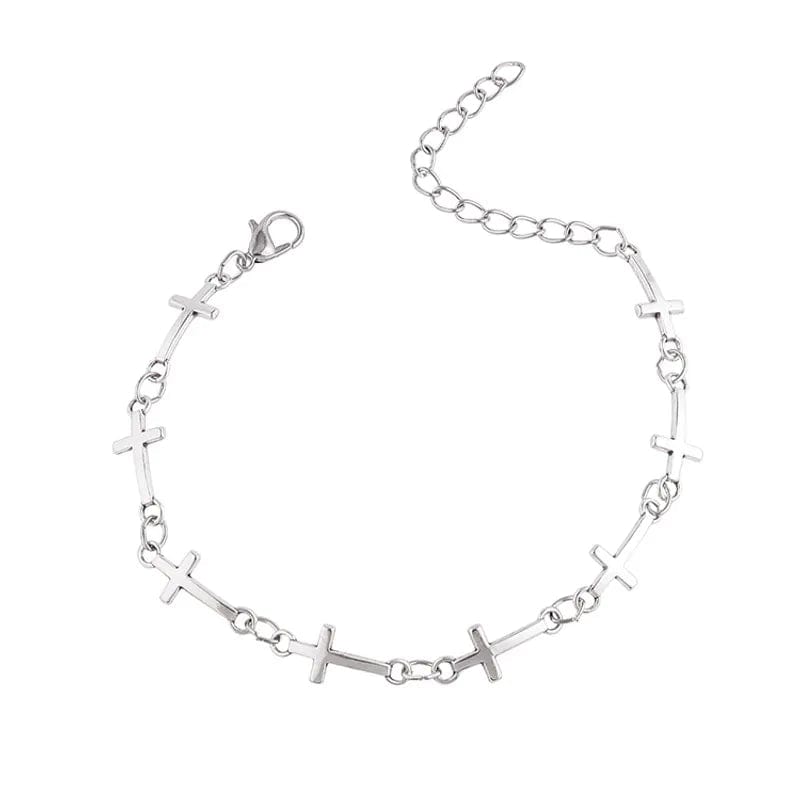 Necklace Bracelet - Adjustable Cross Bracelet - Silver