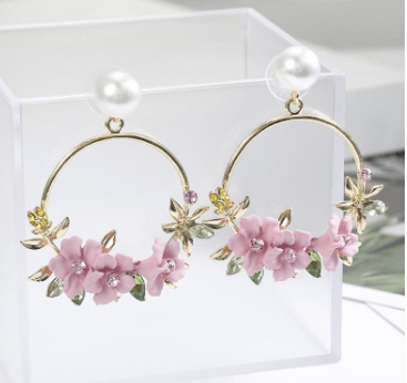 Necklace Earrings - Floral - Pink NI-NHPF147209
