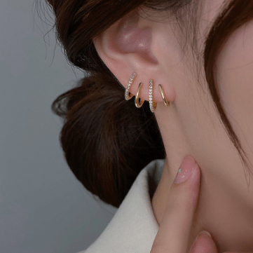 Necklace Earrings - Multiple Hoops - Gold NI-NHMEY1485904