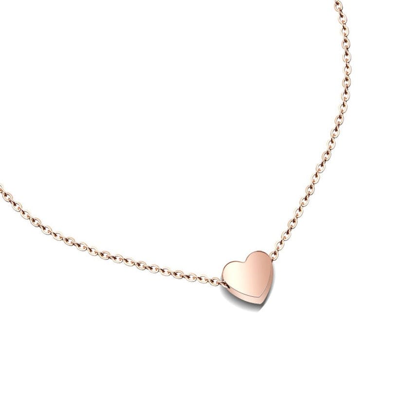 Necklace Rose Gold Necklace - Mini Heart Sweetheart Necklace - Titanium Stainless Steel - Silver, Gold, Rose Gold NI-NHOK2009523-Golden