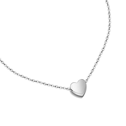 Necklace Silver Necklace - Mini Heart Sweetheart Necklace - Titanium Stainless Steel - Silver, Gold, Rose Gold NI-NHOK2009525-Steel