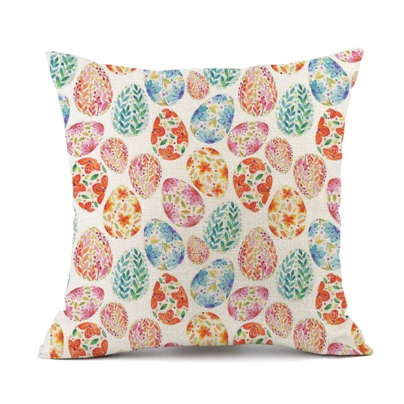 Pillow Covers Colorful Eggs - Linen Pillow Cover - Spring & Easter Designs - 4 Prints to Choose From