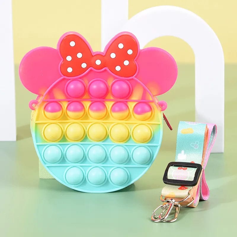 purse Pop It Fidget Toy - Silica Gel Zipper Kids Purse - Minni Mouse