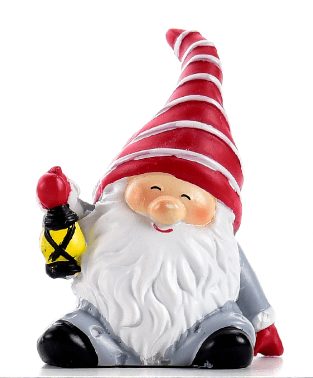 Seasonal & Holiday Decorations Lantern Sitting Gnome Figurines, 4 Assorted Designs GC-663430-L