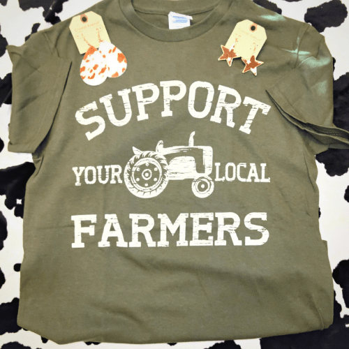 Shirts & Tops Medium Support Your Local Farmers Short Sleeve T-Shirt - Olive DE-SLFTSHT-8PK-2