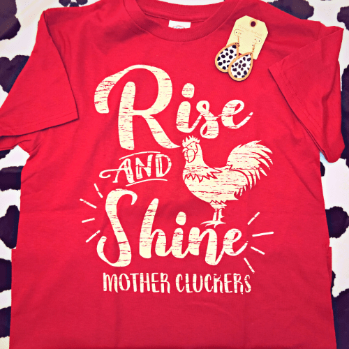 Shirts & Tops Small Rise and Shine Mother Cluckers Short Sleeve T-Shirt - Red DE-RSMCTSHT-8PK-S