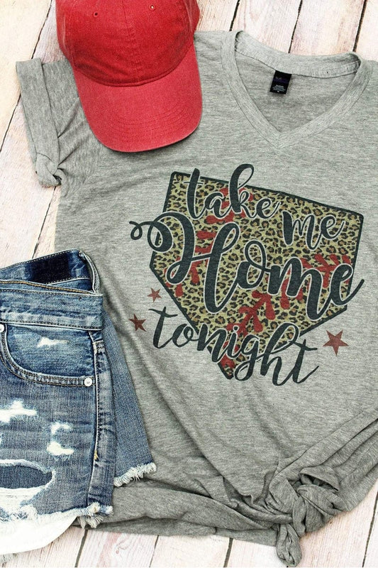 Shirts & Tops Take Me Home Tonight - Unisex Poly-Rich Blend V-Neck Tee - Heather Gray