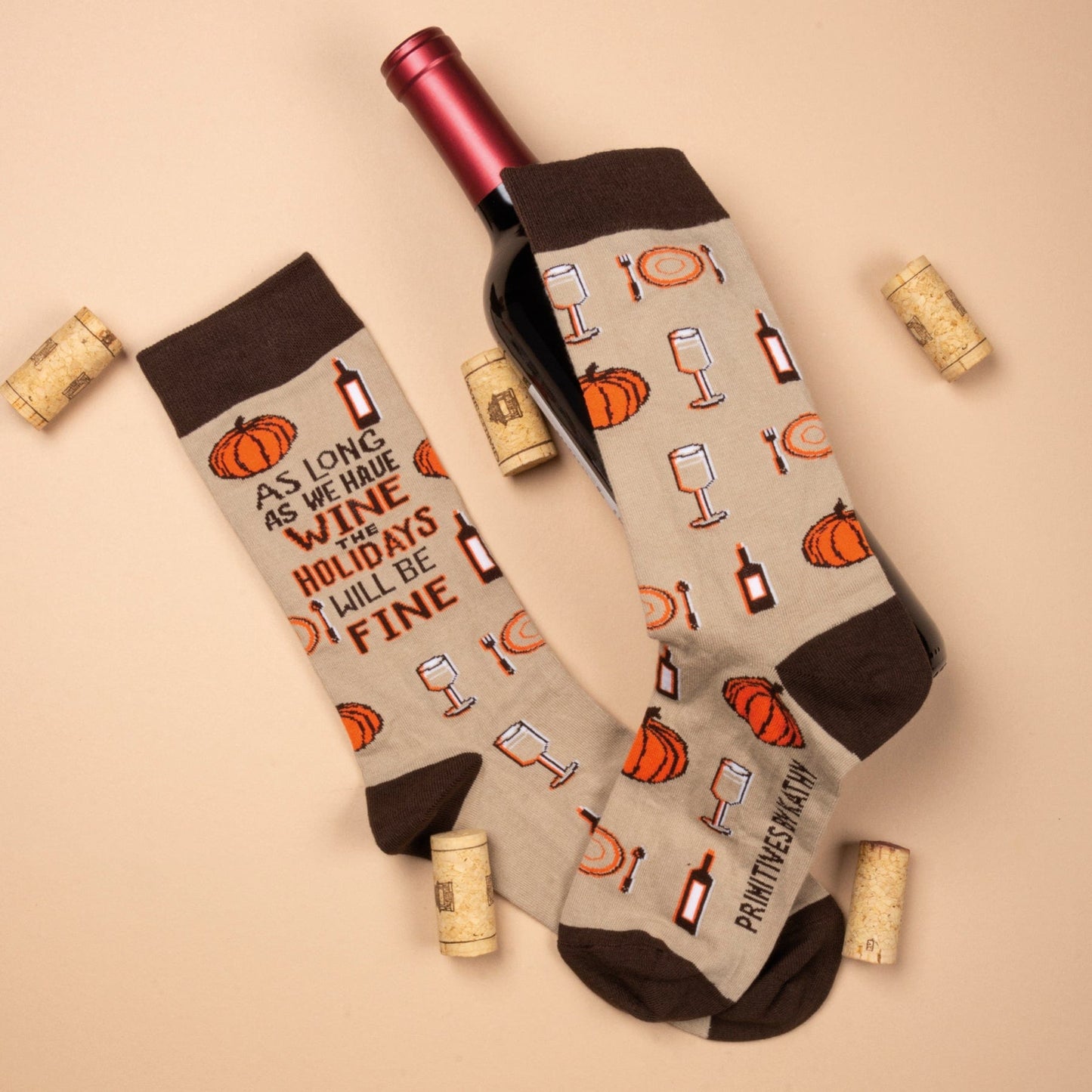 Socks One Size Fits Most Socks - As Long As We Have Wine Holidays Fine PBK-39475