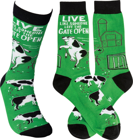 Socks One Size Fits Most Socks - Live Like Someone Left The Gate Open PBK- 39445