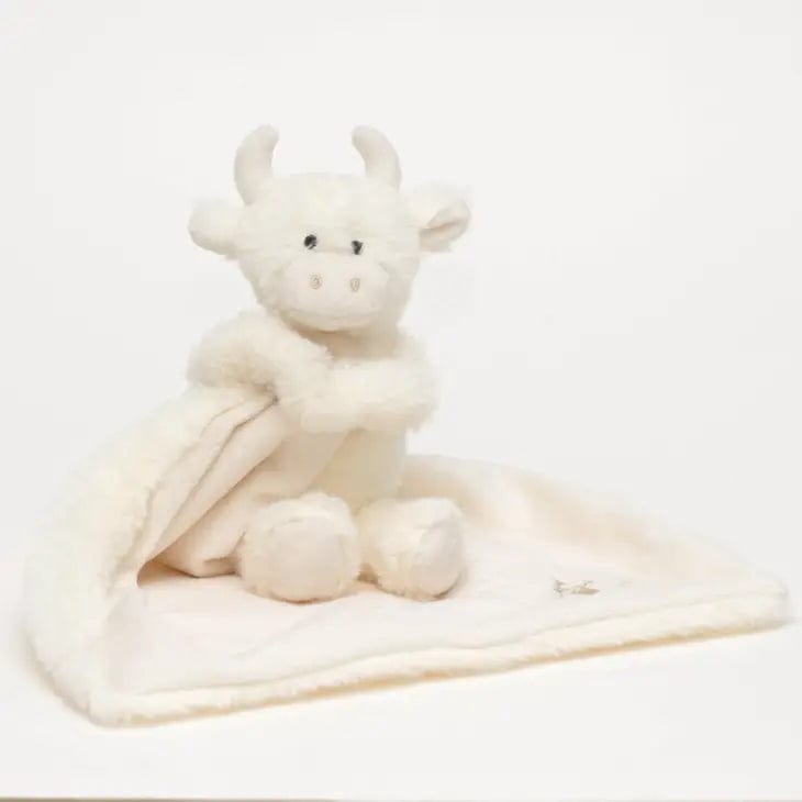 Stuffed Animals Scottish Highland Cow Super Soft Toy - Baby Blankie Soother - Cream - 11 inch x 11 inch JO-MRT30038C