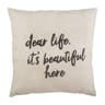 Throw Pillows Khaki with Sentiment Centered Throw Pillow - Dear Life - 2 Designs - Mud Pie MP-41600639R-2