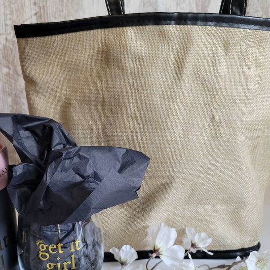Tote Bag Tote Bag - Hello Weekend - Natural Canvas and Black Square Zipper Tote Bag NI-NH10027702