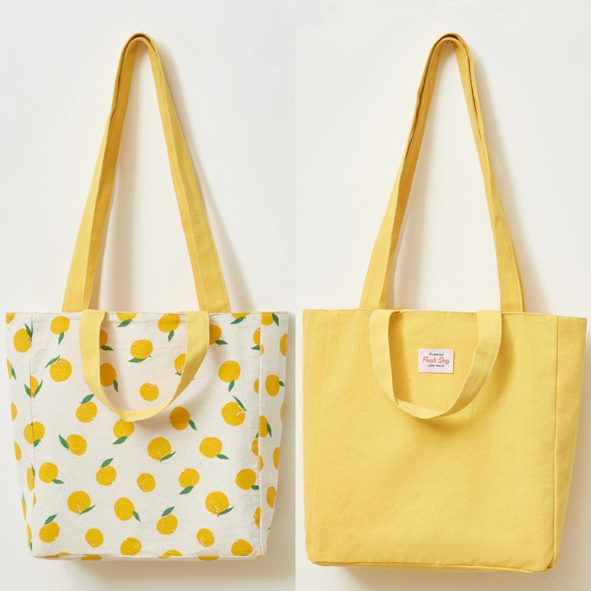 Tote Bag Yellow/Oranges Tote Bag - Double Handle Two-Sided Fruit Canvas Shopping Bags